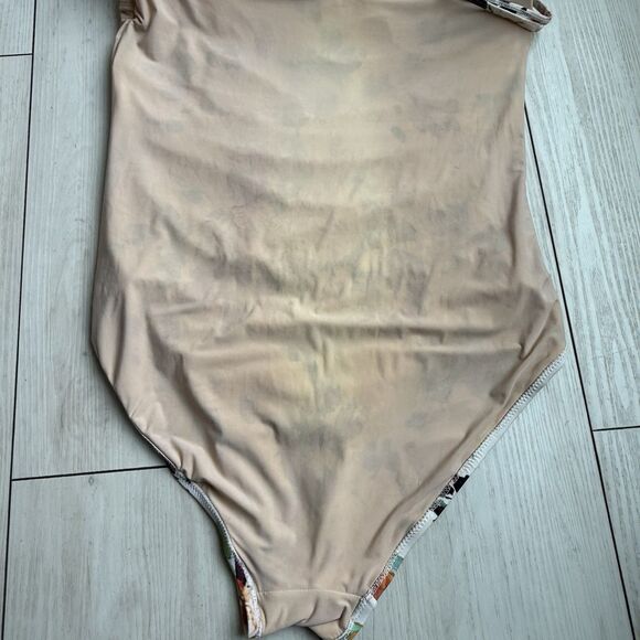 Anthropologie Mermaid Large Maillot One Piece Swimsuit Floral Ruched Keyhole - Picture 9 of 11